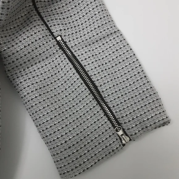 NWT Badgley Mischka Tweed Moto Jacket Grey Multi  Large - Picture 10 of 15